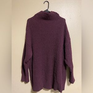 Aerie Oversized Turtleneck/Mock Chunky Knit Sweater/Size Small/Color Burgundy